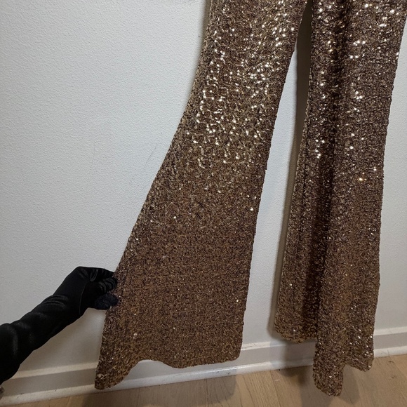 NEW Nadine Merabi LUCINDA GOLD JUMPSUIT Sz:XL Original Price $545 - Picture 11 of 11